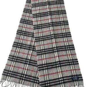Burberry Classic Check Scarf Grey 100% Lambswool Unisex Scarf Made In England